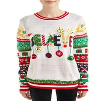 Без граници на грдата Божиќна џемпер на јуниорите со sвона