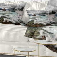 DesignArt Замрзнат планински езеро Шор - пејзаж печатена перница за фрлање - 12x20