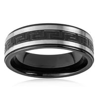 Крајбрежен накит со црно -позлатен не'рѓосувачки челик прстен за дизајн на грчки клуч