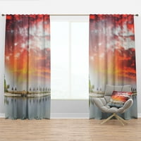 ДизајнАрт „Ротан плажа зајдисонце Панорама“, панел за завеси за фото завеси