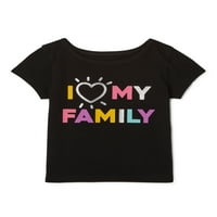 Garanimals бебе девојки Јас го срце маицата со кратки ракави за семејни графички кратки ракави
