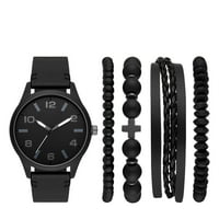 Georgeорџ Машкиот часовник за часовници поставен со часовник со тон од оружје, мат црно бирање и црна веганска