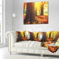 Дизајнрт есенски дрвја на сончева светлина - пејзаж печатена перница за фрлање - 16x16