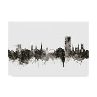 Трговска марка ликовна уметност „Челтенхам Англија Скајлин Црно бело“ платно уметност од Мајкл Томпсет