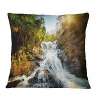 DesignArt Водопад низ шумата - пејзаж печатена перница за фрлање - 16x16
