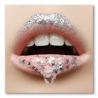 DesignArt „Womanената усни со гел на модерните печатени уметнички уметности на усните и starsвездите“