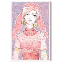 Дама во розова мода и глам wallидна уметност печати розова 16x24