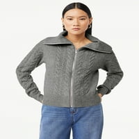 Scoop zip zip zip кабел плетен кардиган џемпер, големини xs-xxl