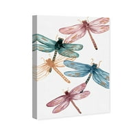 Wynwood Studio Animals Wall Art Canvas Print 'Insects Blooming Dragonflies' - розова, сина боја