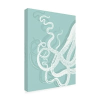 Трговска марка ликовна уметност „Октопод пипала бело на морскиот брег“ платно уметност од фан фанки