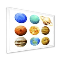 DesignArt „Различни планети во орбитата“ модерна врамена уметничка печатење