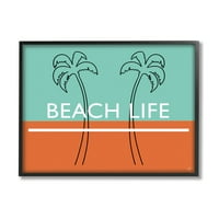 Tuphel Industries Задебелен живот на плажа Текст Тропски палма на палма, врамена wallидна уметност, 11, дизајн