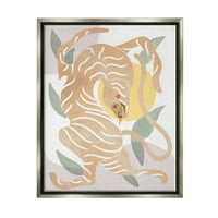 Апстрактна тигар геометриска шема животни и инсекти графички уметнички сјај сива врамена уметничка печатена