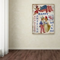Трговска марка ликовна уметност „Ретро патриотска 3“ платно уметност од Jeanан Плут