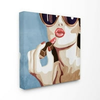 Sumn Industries Мода дизајнер усни бакнеж сино сликарство платно wallидна уметност од Маркус Премиер