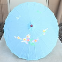 32 дијаметар светло сина цветна шема дрво бамбус најлон чадор чадор