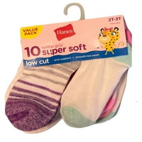 Девојки за девојчиња Ханес бебе, супер меки чорапи со ниско сечење, 10 пакувања